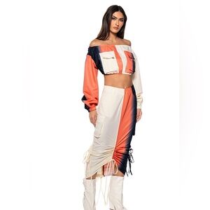 AKIRA Label You Wish Colorblock Cargo Top And Maxi Skirt